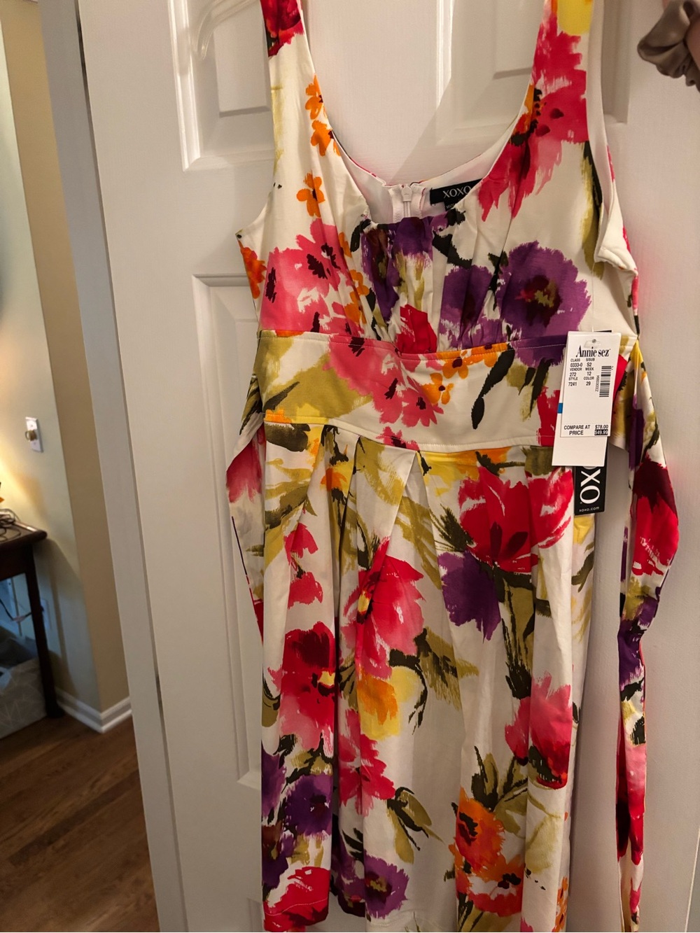 XOXO White Floral Midi Dress with Pink, Purple & Orange Blooms